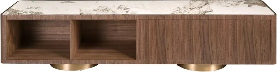 Comoda TV din furnir de nuc cu blat marmura portelanata Walnut