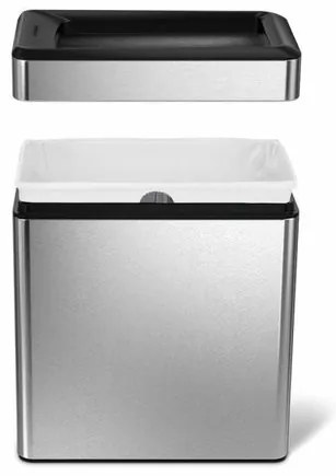 Cos patrat deschis pentru baie 10 l, otel mat, inox