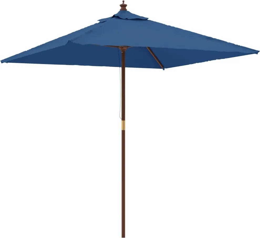 vidaXL Umbrelă de grădină stâlp din lemn, albastru azur 198x198x231 cm
