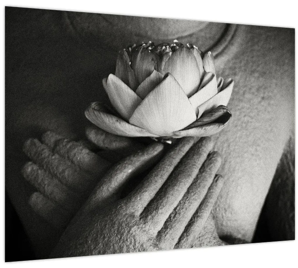 Tablou - Lotus în mâinile lui Buddha (70x50 cm)