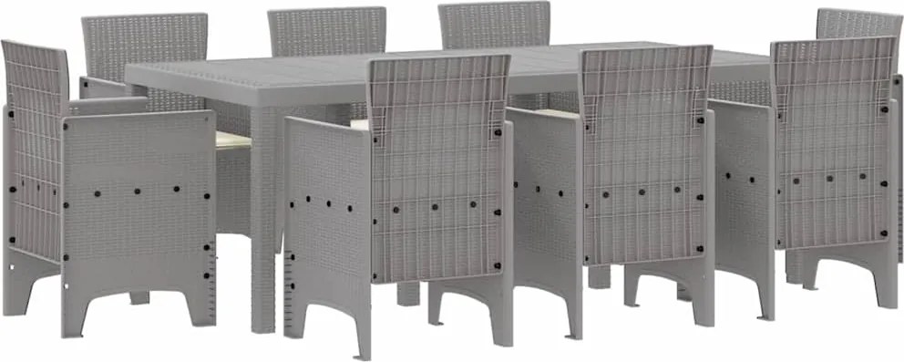 vidaXL Set de masă pentru grădină 9 pcs Gri deschis Polipropilenă