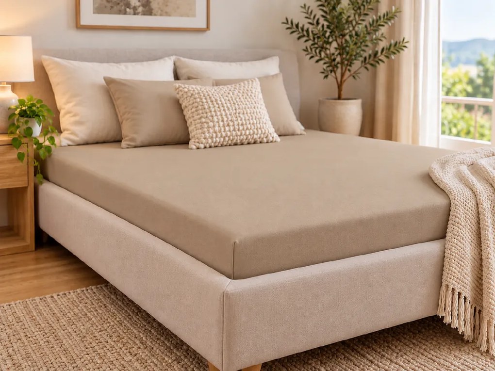 Cearsaf Jersey EXCLUSIVE cappuccino 180 x 200 cm