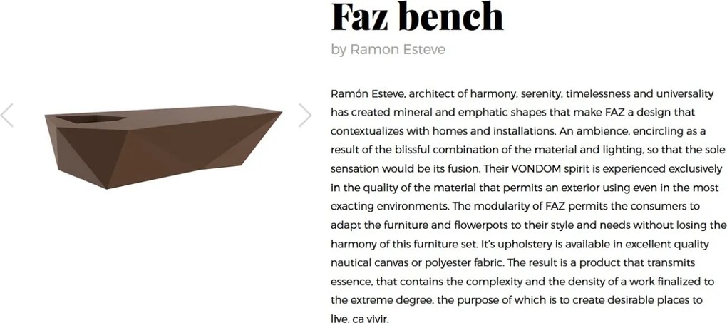 Bancheta de exterior / interior design modern premium FAZ