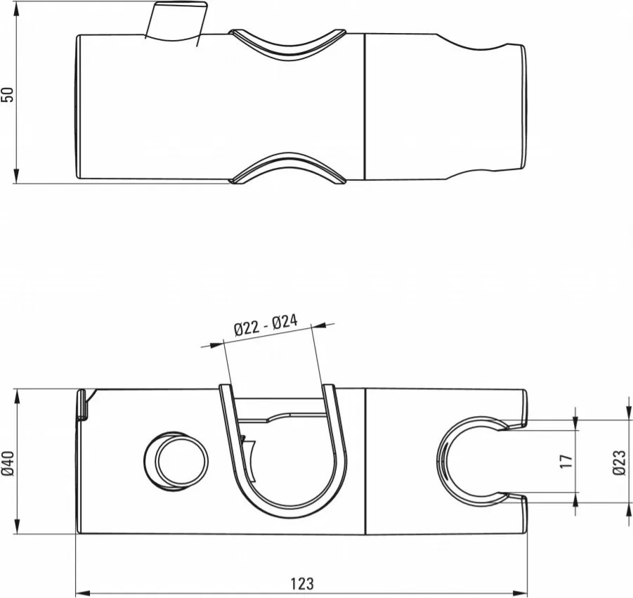 Suport pentru dus de mana pentru bara glisanta Deante Easy Fix negru