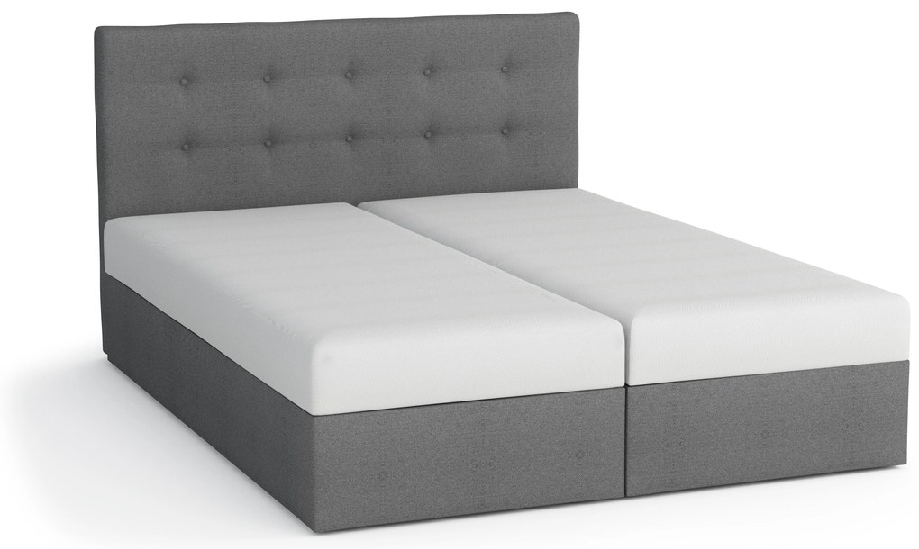Pat matrimonial Boxspring 180 cm Porto (negru) ( cu saltea și sp. depozitare). 1047314
