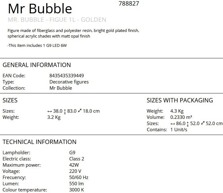 Figurina design decorativ cu iluminat Mr Bubble