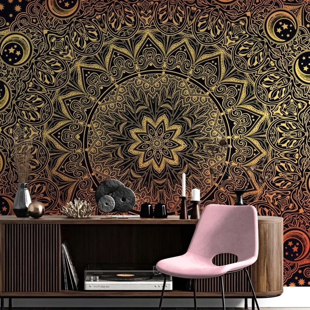 Tapet mandala orientală aurie