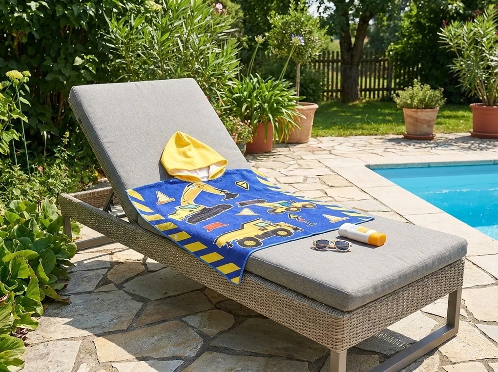Poncho pentru copii LITTLE BUILDER albastru Dimensiune: 60 x 120 cm