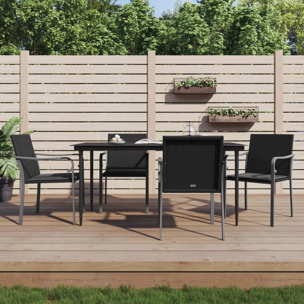 3186943 vidaXL Set mobilier de grădină cu perne, 5 piese, poliratan și oțel