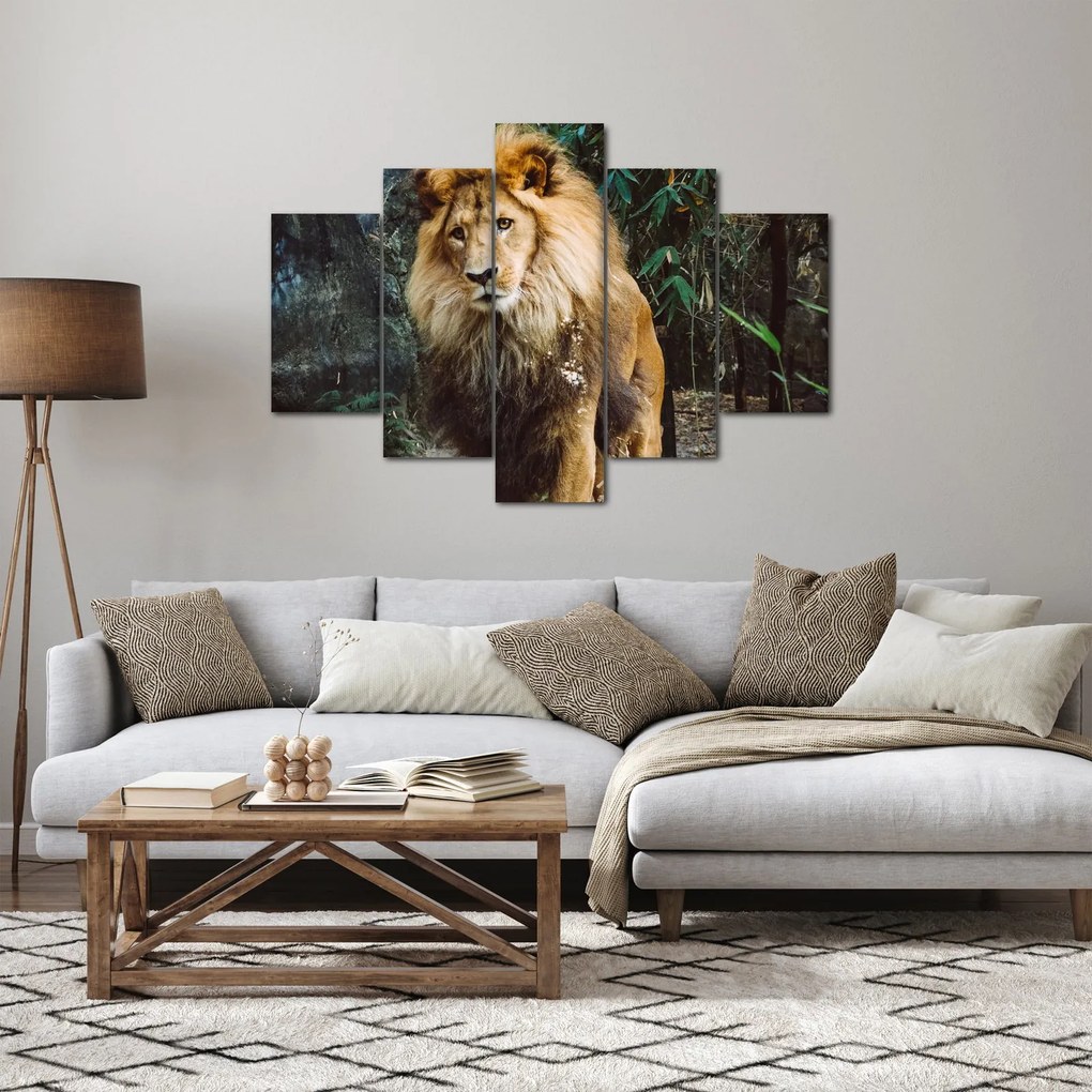 Tablou cu leu în natură (150x105 cm)