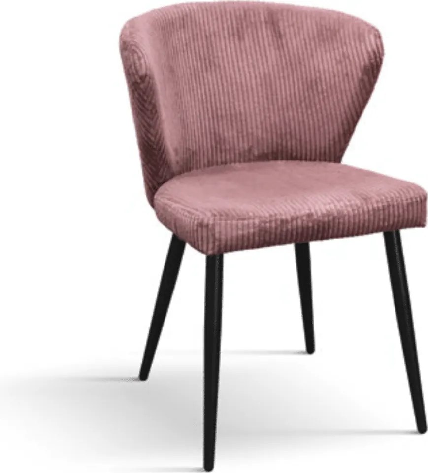 SET 2 Scaune Cielo, structura metalica, catifea Reiata - STANDARD - NEGRU - ROZ PUDRAT - CATIFEA REIAT