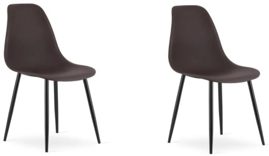 Set 2 scaune maro închis OSAKA cu picioare negre