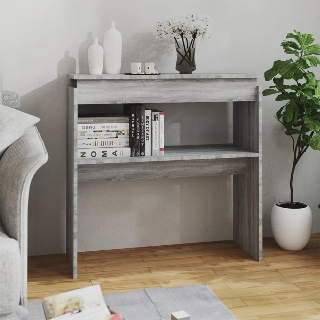815217 vidaXL Măsuță consolă, gri sonoma, 80x30x80 cm, lemn prelucrat