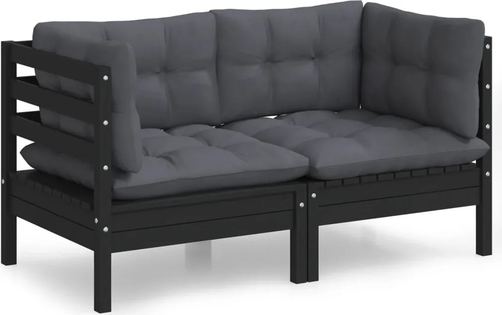 vidaXL Canapea de grădină cu 2 locuri perne antracit lemn masiv de pin