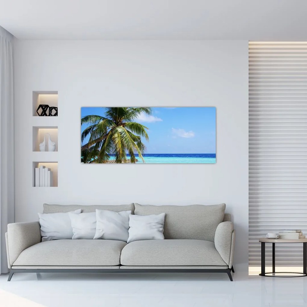 Tablou cu palmier pe plajă (120x50 cm)