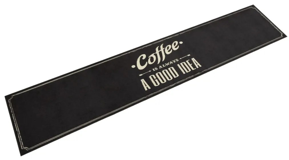 vidaXL Covor de bucătărie lavabil, text Coffee, 60x300 cm, catifea