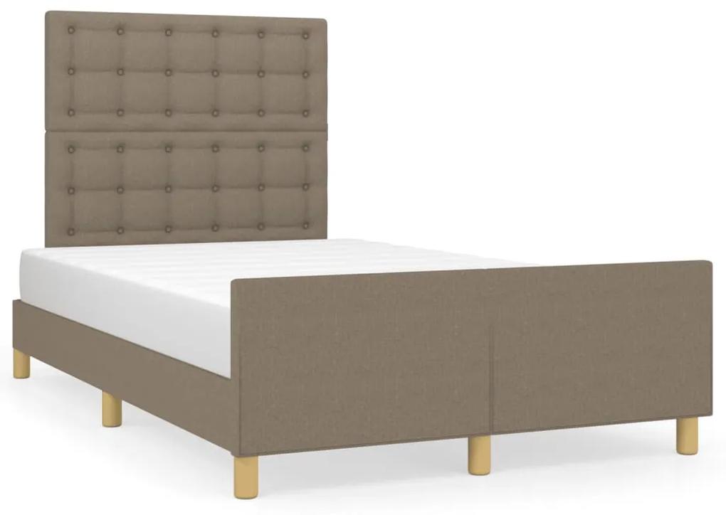 3270545 vidaXL Cadru de pat cu tăblie, gri taupe, 120x190 cm, material textil
