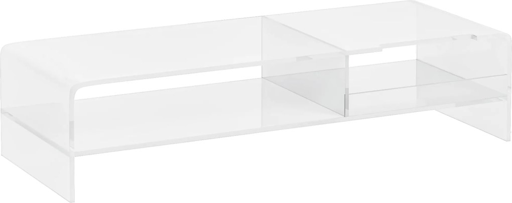 HOMCOM Suport Monitor Acrilic cu 2 Rafturi, Suport Ergonomic pentru PC, Transparent, 50.8x19x12 cm, Ideal pentru Birouri Moderne | Aosom Romania