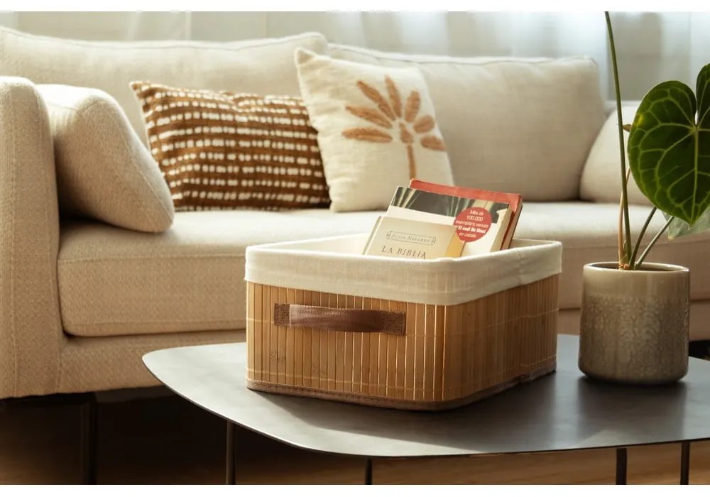 Coș de depozitare din bambus Compactor Carossa, maro