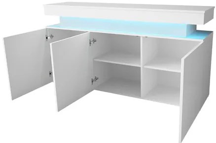 Set mobilier living Lesteralo I (alb + alb lucios) (cu iluminat LED). 1105961