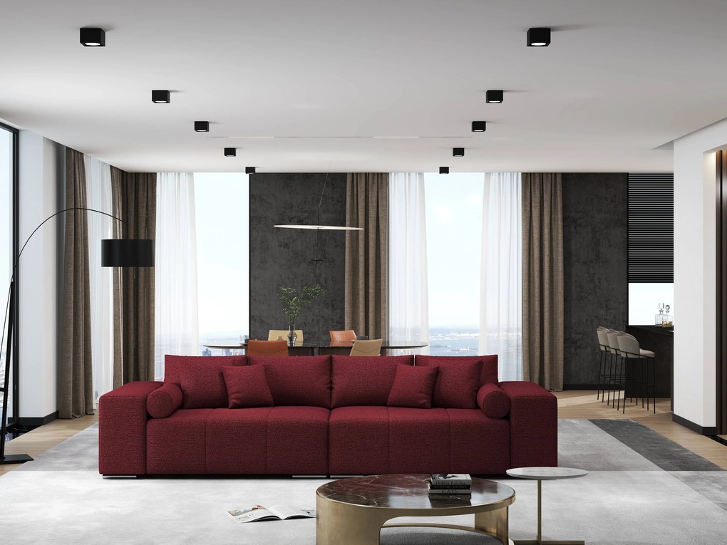 Canapea extensibilă dumonde cu ladă de depozitare si sezut confortabil din spuma high-density, Marbela Enjoy Rosu XXL 295x100 cm