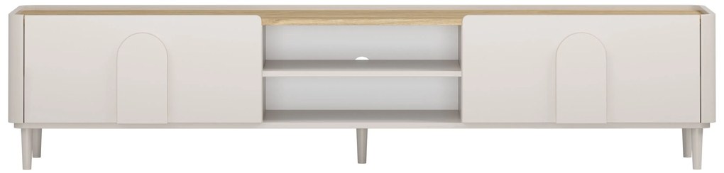 Comodă TV Amilio 220 cm cu sertar - cashmere / stejar uleiat / mânere cashmere