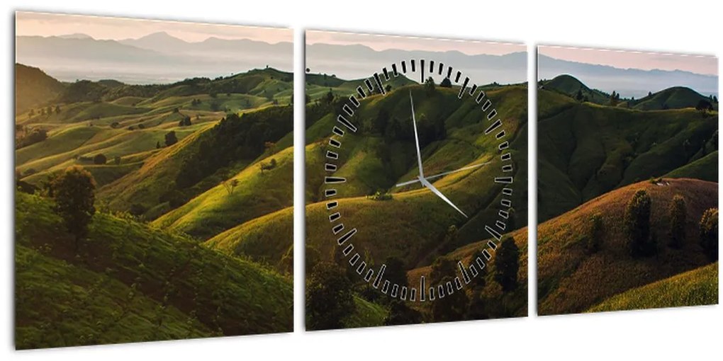 Tablou - Priveliște spre dealurile din Thailanda (cu ceas) (90x30 cm)