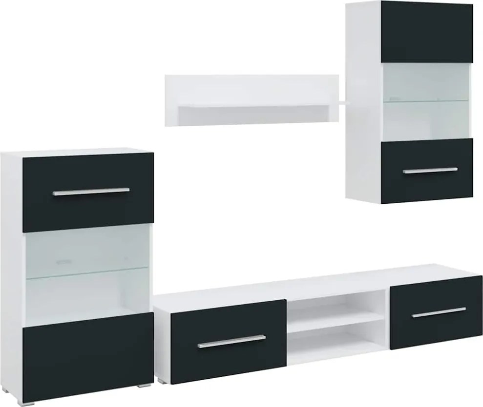 vidaXL Unități TV din 5 piese cu iluminare LED lemn mat Indigo