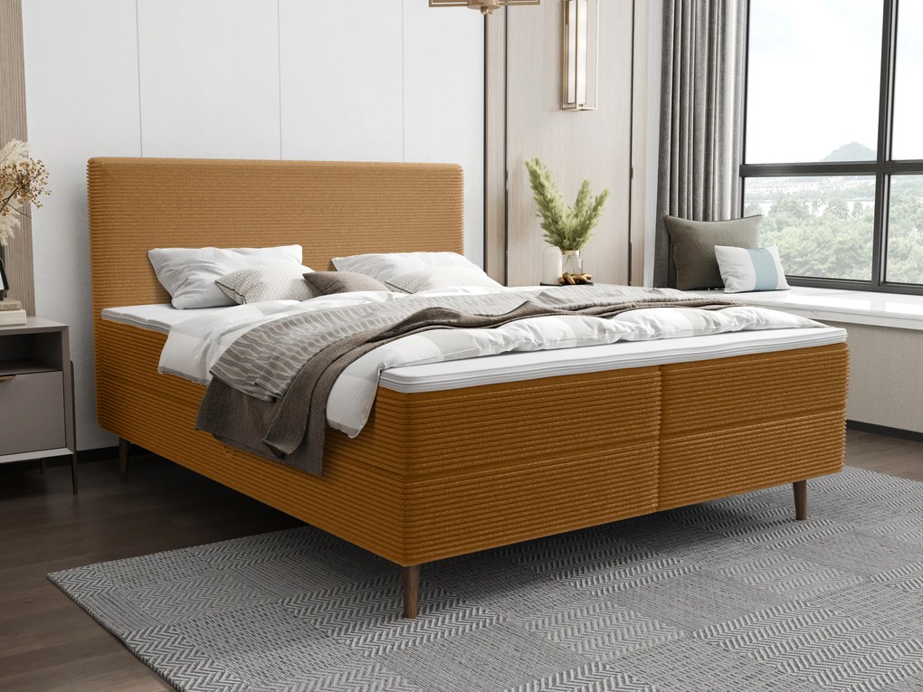 Pat de o persoană 120 cm Napoli Bonell (caramel) (cu somieră, cu sp. depozitare). 1082432