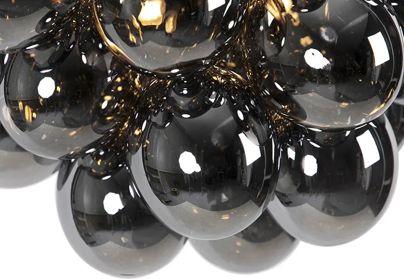 Lampă suspendată inteligentă neagră cu sticlă fumurie, 8 lumini, rotundă, incl. Zigbee G9 - Uvas