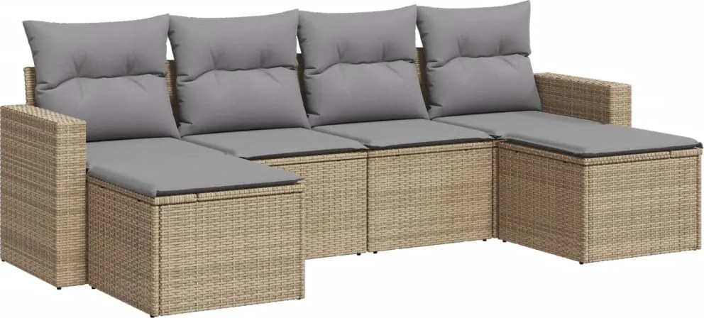 vidaXL Set canapele de grădină cu perne, 6 piese, bej, poliratan
