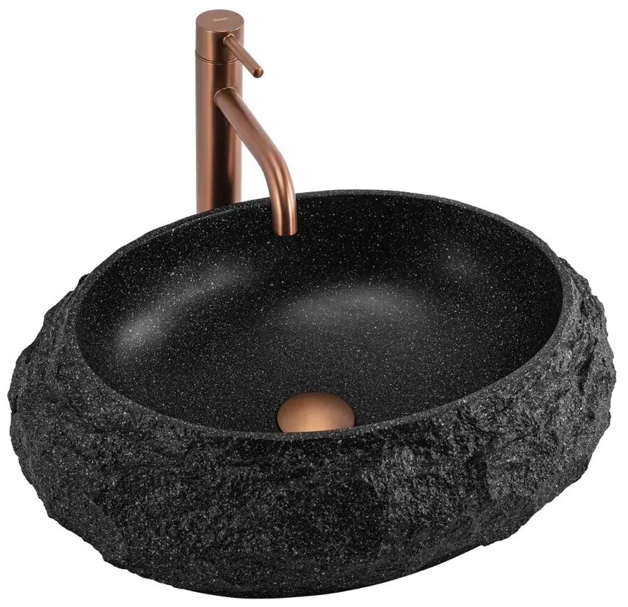 Lavoar pe blat Rea Mika oval 48 cm negru mat