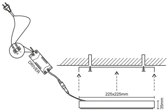 Panou LED aplicat LED/18W/4000K pătrat