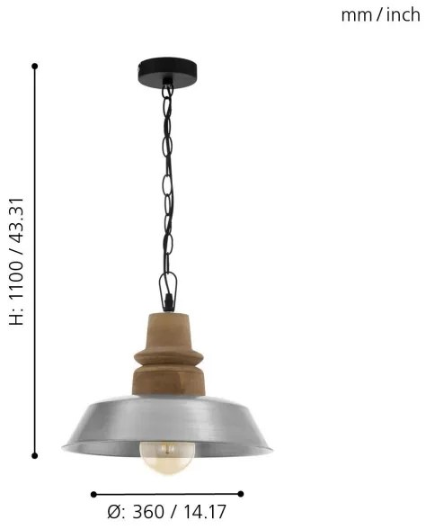 Eglo 33024 - Lustră pe lanț RIDDLECOMBE 1xE27/60W/230V