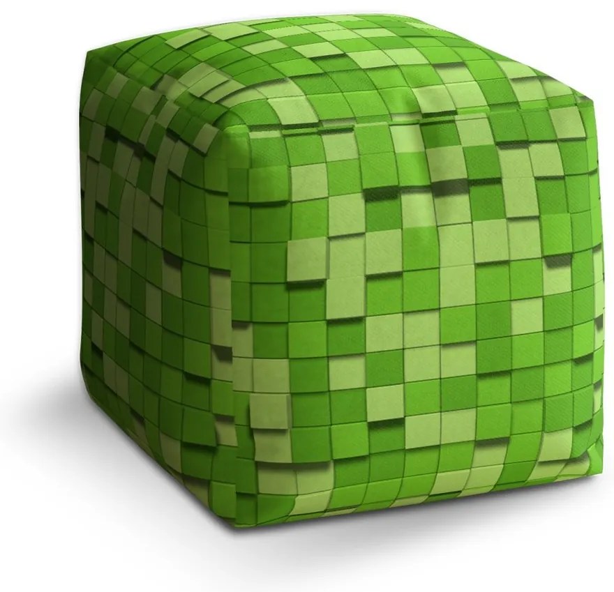 Taburet Cube Green Blocks 3D, verde