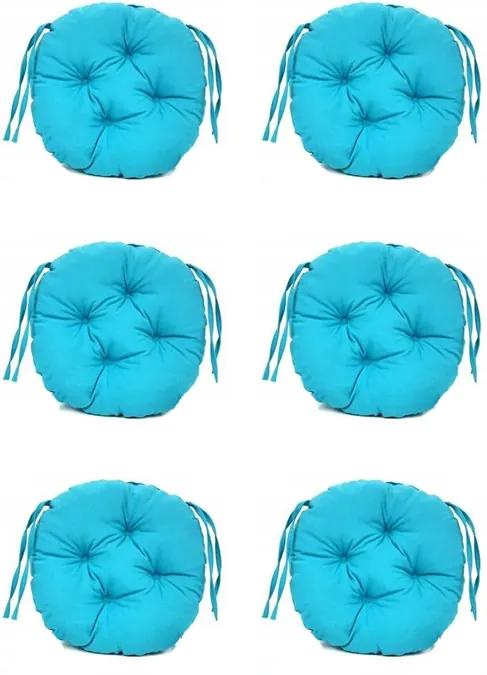 Set Perne decorative rotunde, pentru scaun de bucatarie sau terasa, diametrul 35cm, culoare albastru, 6 buc/set