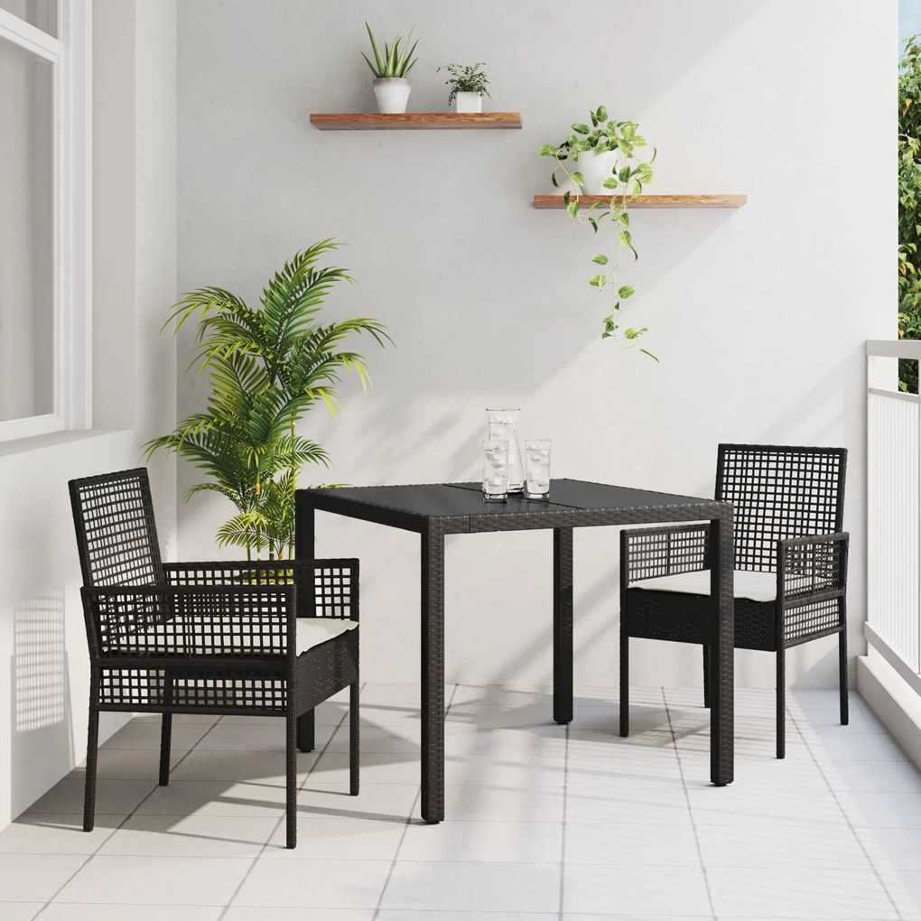 vidaXL Set de masă pentru grădină 3 pcs Maro 90 x 90 x 75 cm Poliratan