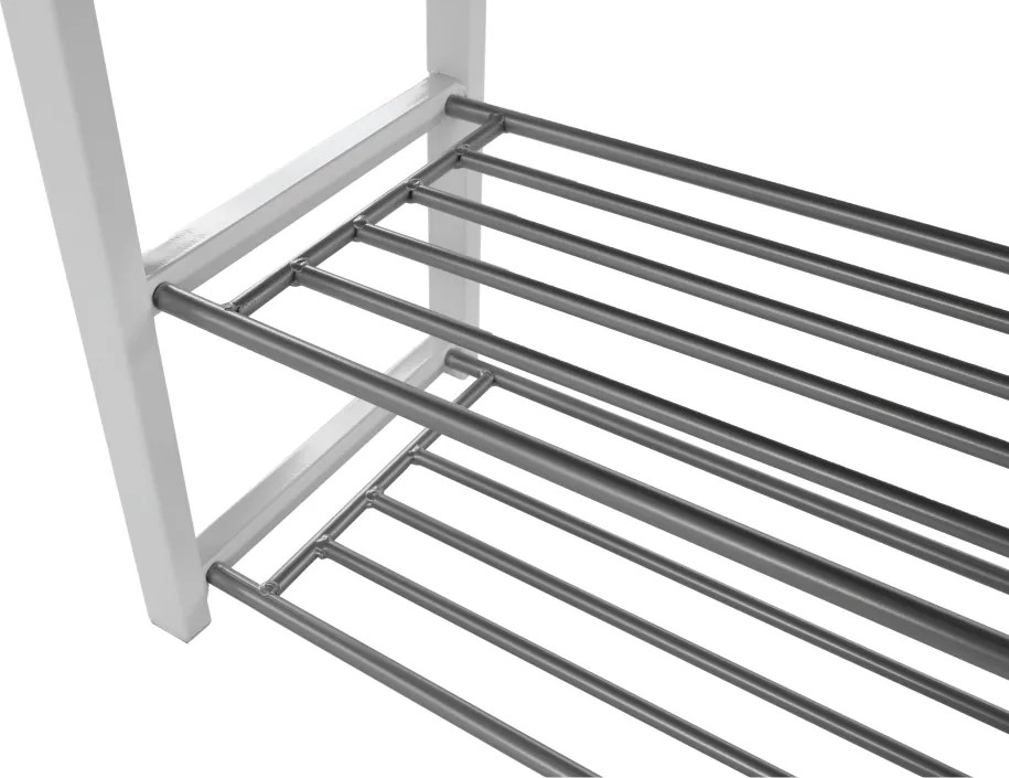 Bancă cu rafturi pantofi, gri/alb, LANGELLA NEW