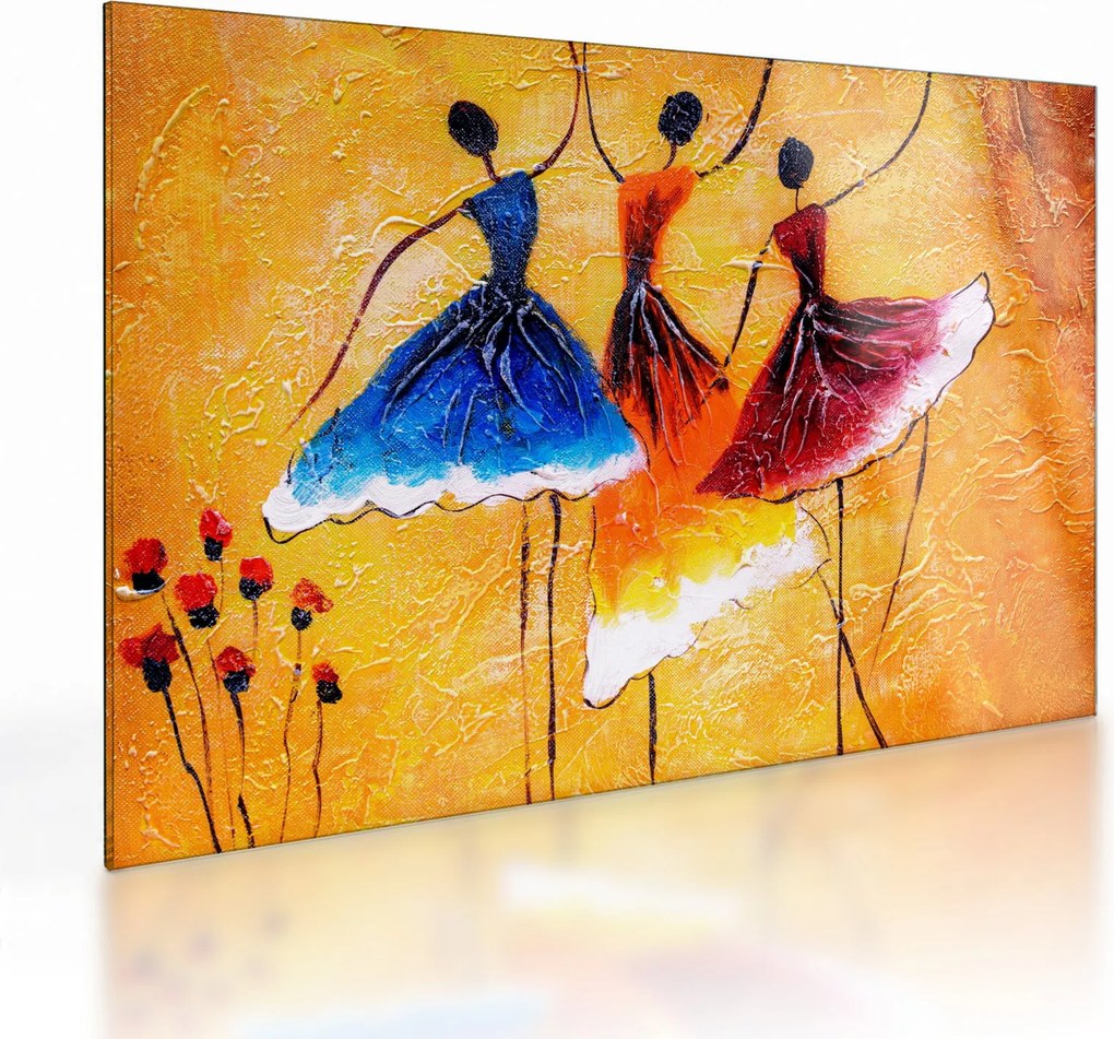 Tablou pe sticlă - Pictură în ulei, balerina (70x50 cm)
