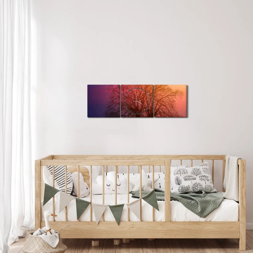 Tabloul pomilor în ceață (cu ceas) (90x30 cm)