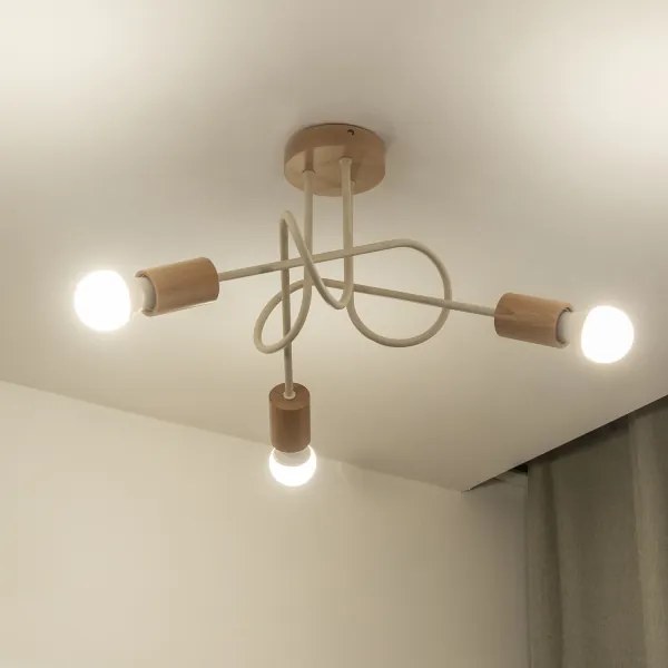 Lustră aplicată OXFORD, 3xE27/15W/230V, pin/crem