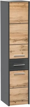 Dulap baie inalt cu 2 usi si 1 sertar, Ibiza Antracit, l30xA33xH135 cm