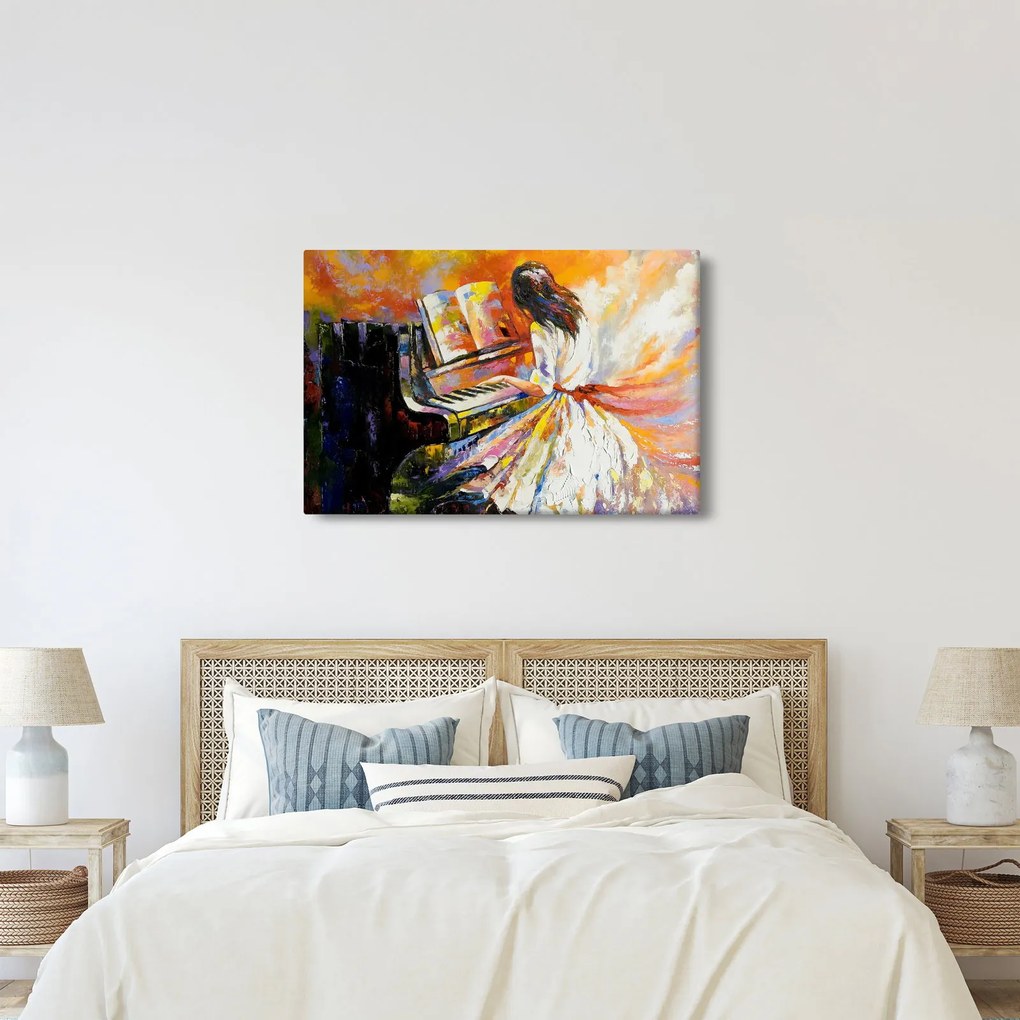 Tablou - Femeia cântând la pian (90x60 cm)