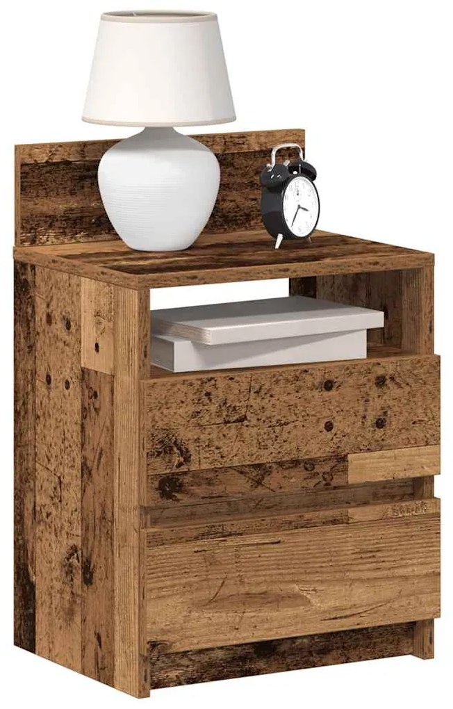 vidaXL Noptiere 2 buc cu 2 sertare Lemn vechi 40x33x60 cm