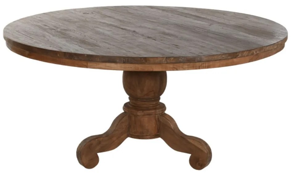 Masă dining rotundă din lemn de tec reciclat, Ø160 cm, „Komodo”