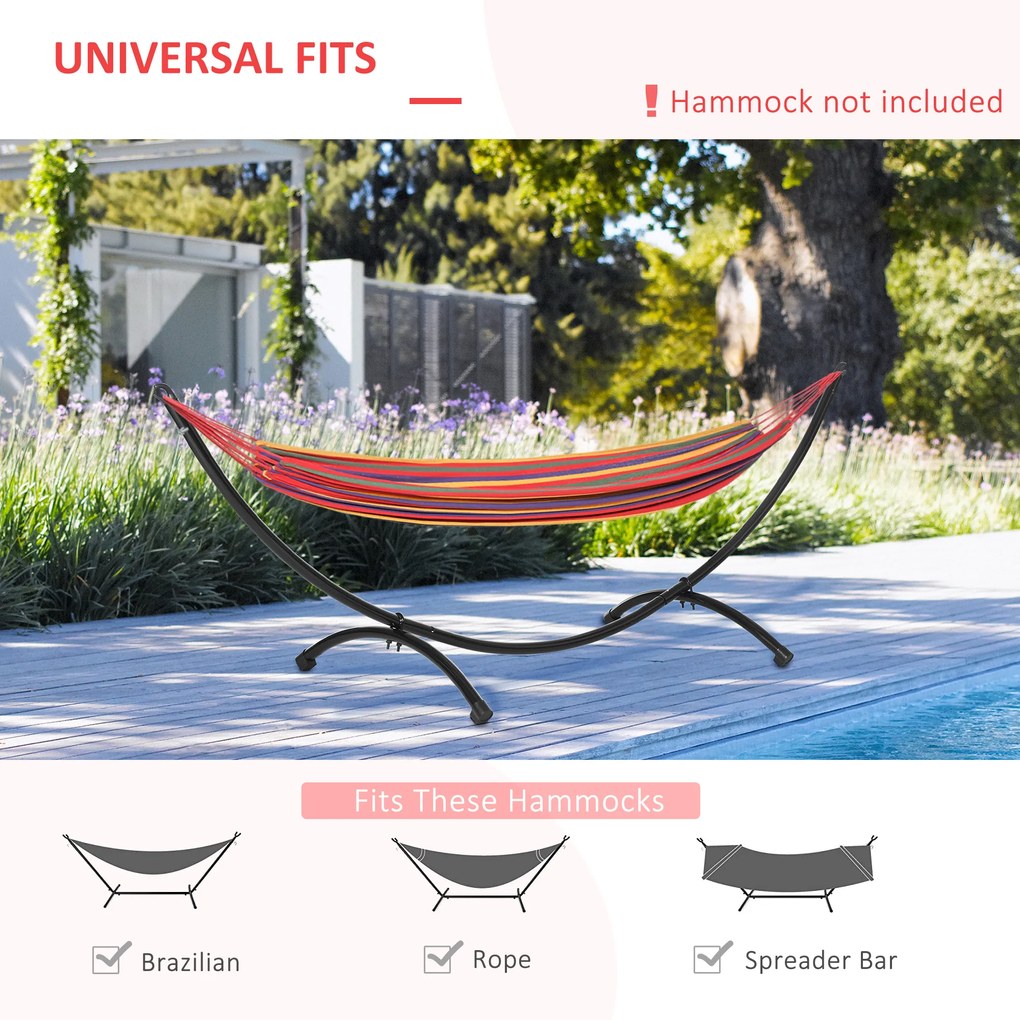 Outsunny Structura pentru Hamac Universal de 3m, Suport din Metal, 300x90x100cm, Negru | Aosom Romania