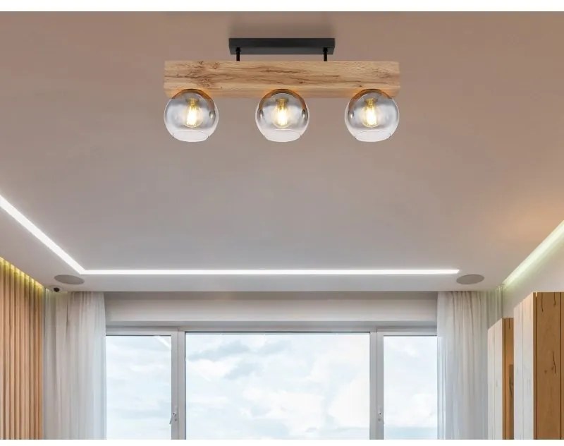 Plafoniera cu 3 surse de iluminat design modern Moitas negru, maro