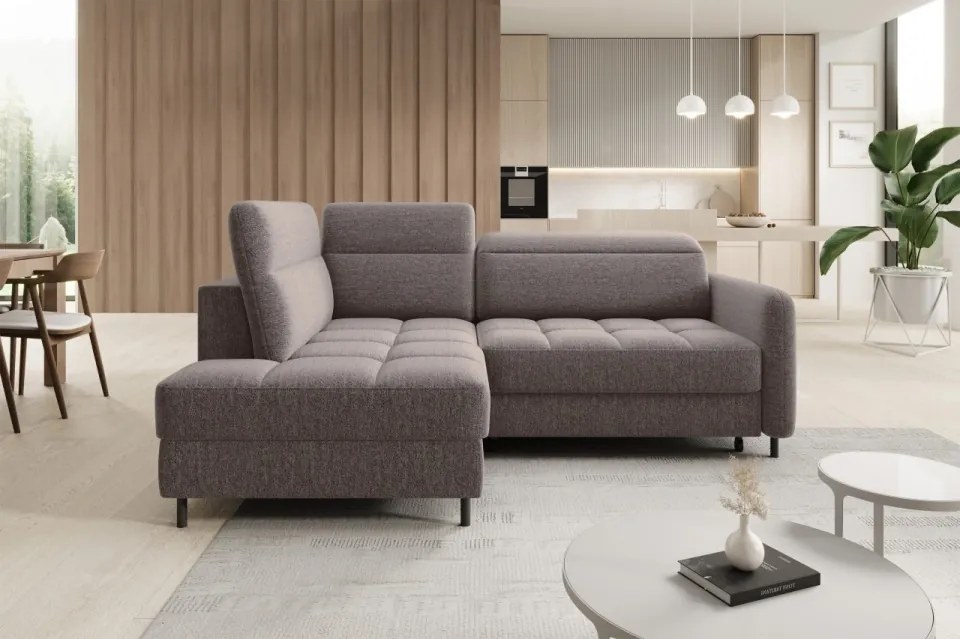 Coltar tapitat, extensibil, cu spatiu pentru depozitare, 208x160x100 cm, Barea L01, Eltap (Culoare: Albastru inchis / Raquel 40)