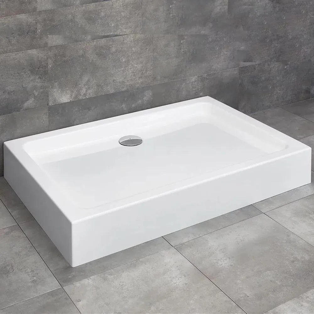 Cadita dus dreptunghiulara Radaway Laros D Compact 90x80 cm acril alb