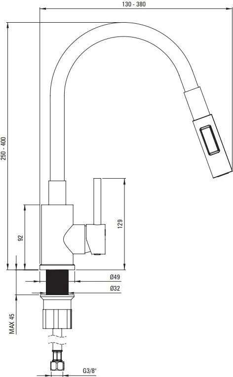 LUNO - Baterie pentru Bucătărie cu 2 Funcții BOC_N74M